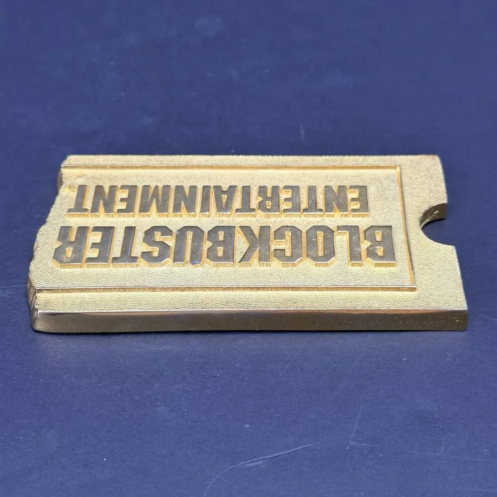 Vintage 1994 Blockbuster Entertainment Shareholder Gold Tone Paper Weight